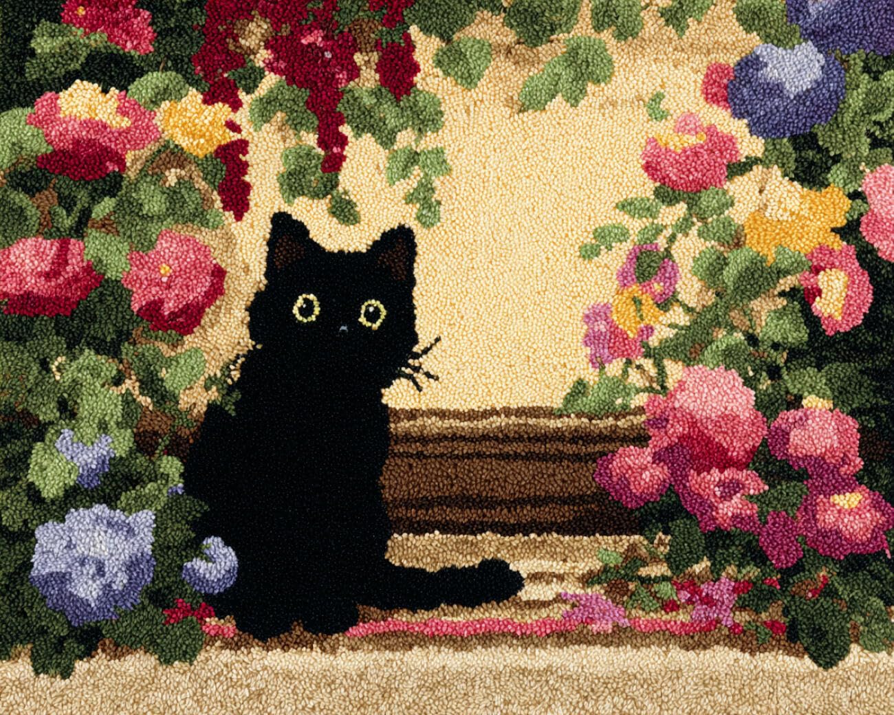 AMBATTERY Carpet Latch Hook Kit Cartoon Black Cat 60x40cm