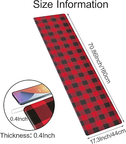 Miniatura 10 de Tapete de cocina antifatiga para cocina, camino de piso de 17.3 x 59 pulgadas, tapete de cocina a cuadros blanco y negro, impermeable, tapete cómodo