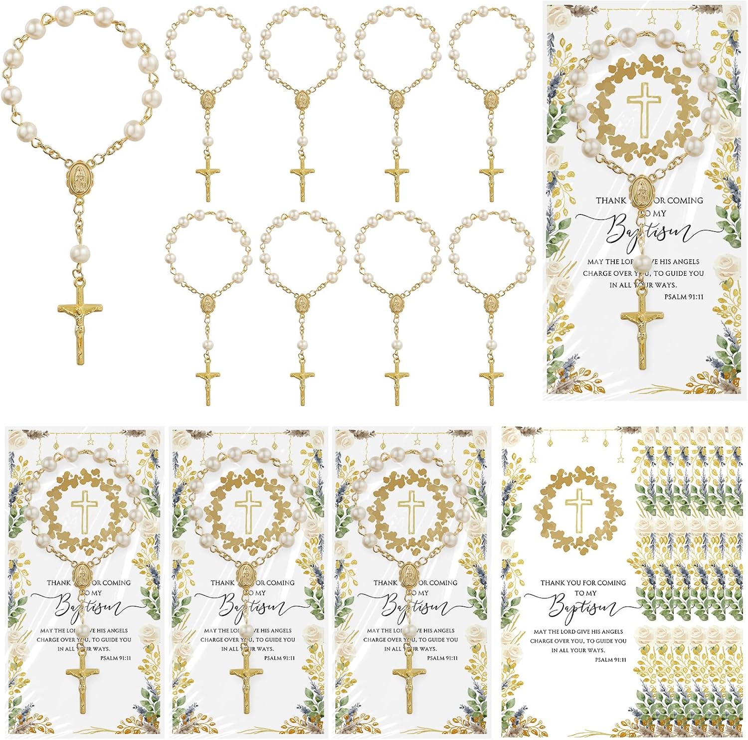 Tondiamo 12 Sets Rosary Baptism Favor Mini Rosaries Beads