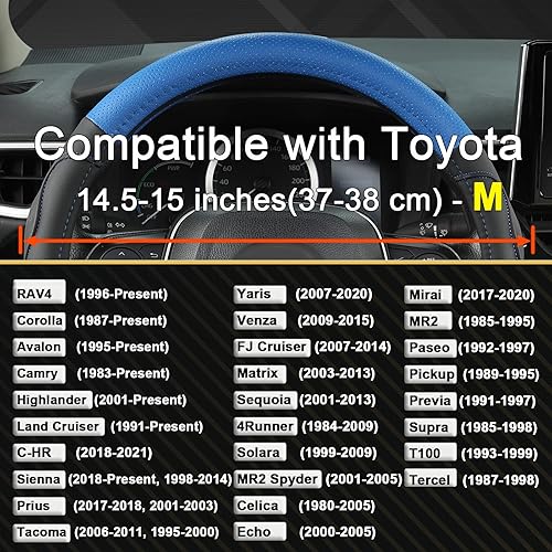 Miniatura 7 de West Llama Funda personalizada para volante de automóvil para Toyota Tundra Tacoma 4runner 15-15.5 pulgadas (negro, tamaño grande)