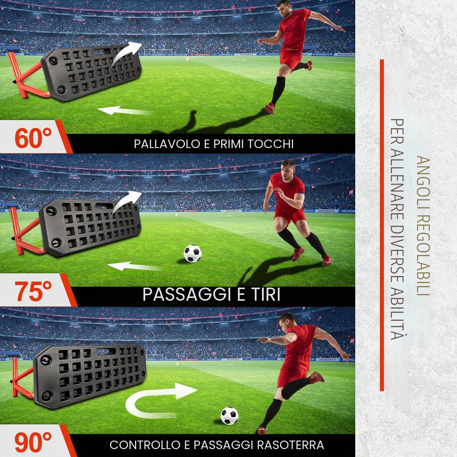 JASCOPRO Tavola di rimbalzo per calcio, tavola da rimbalzo per rimbalzo, portatile, per allenamento di passaggio, allenamento con la palla, esercizi di tiro (80 x 30 cm)