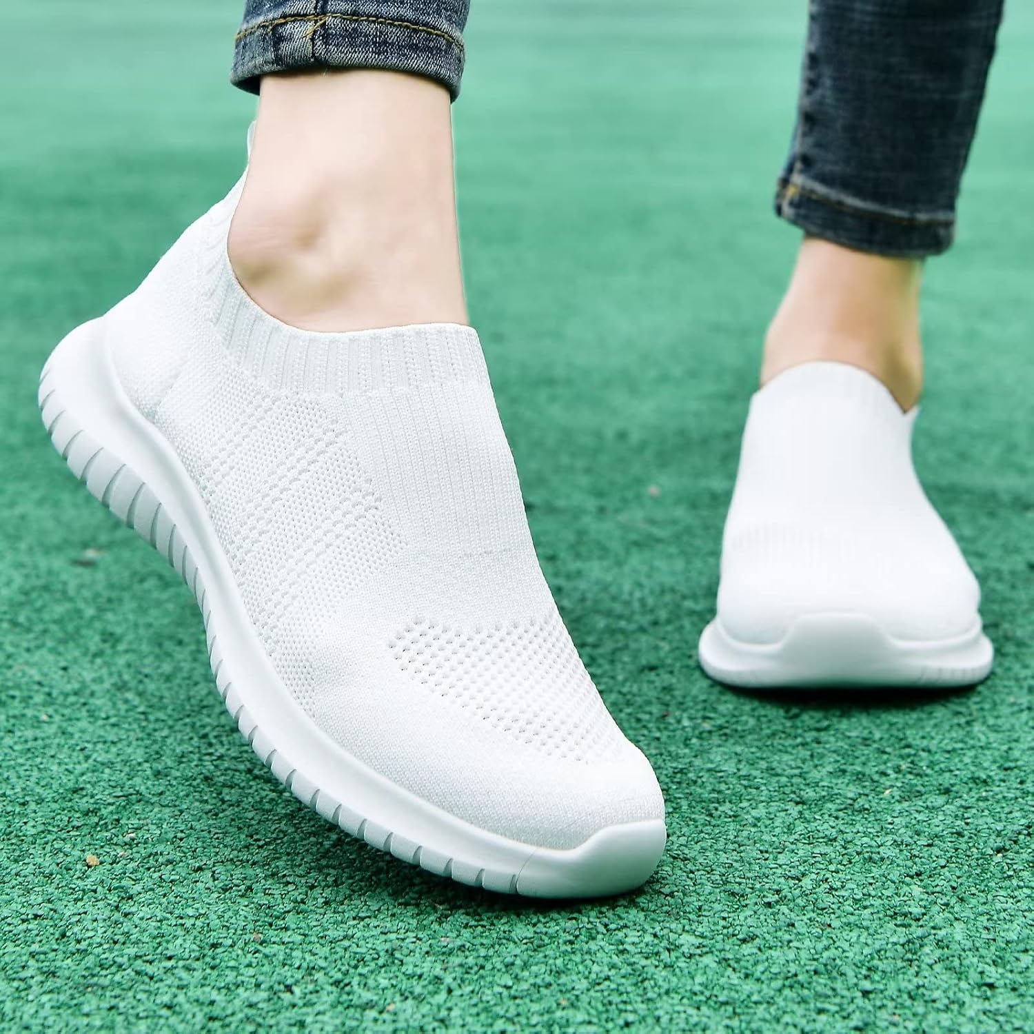 TIOSEBON Women's Walking Sock Shoes Elastic Knit Lightweight Slip on Breathable Yoga Sneakers - Image 2