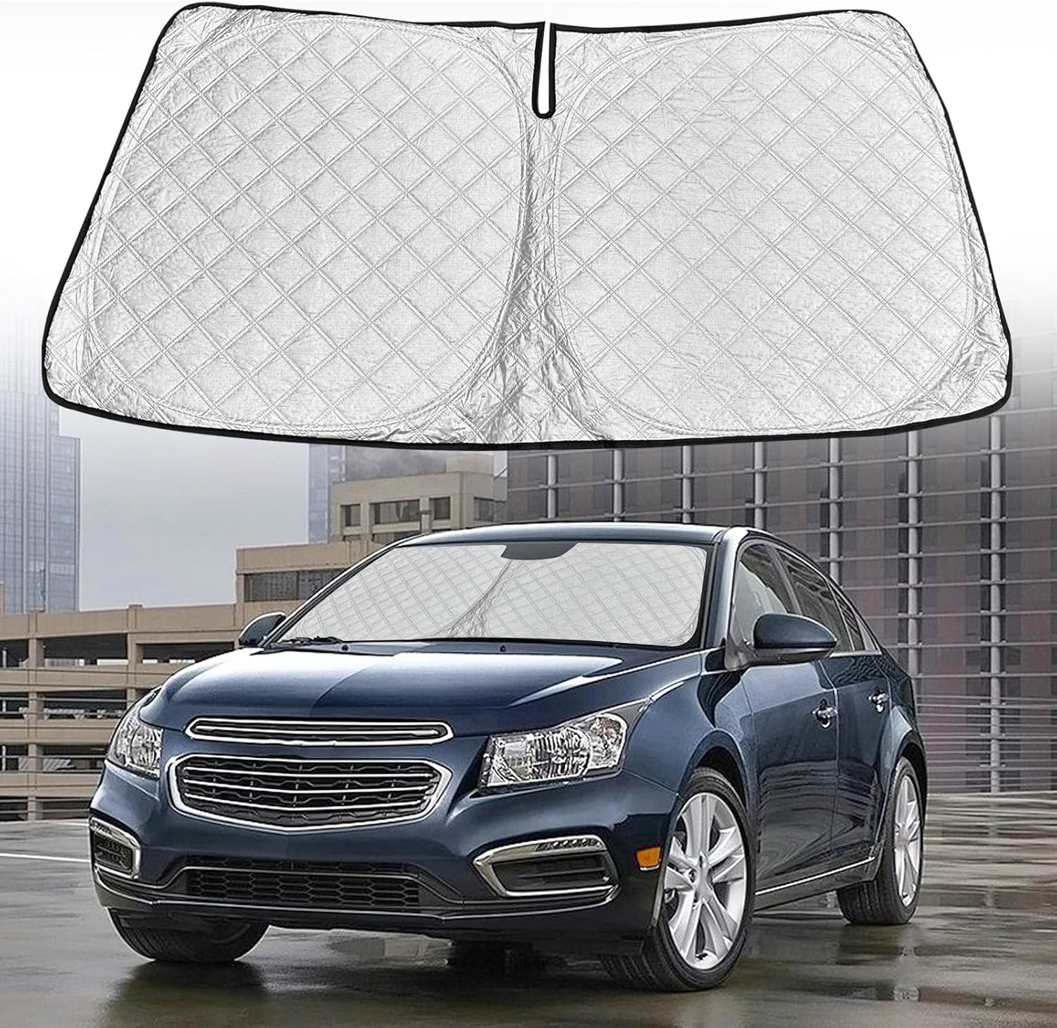 Front Windshield Sun Shade for Chevrolet/Chevy Cruze 2015-2019,Upgraded Thickened Foldable Front Sun Shield Protector Blocks UV Rays Internal Accessories