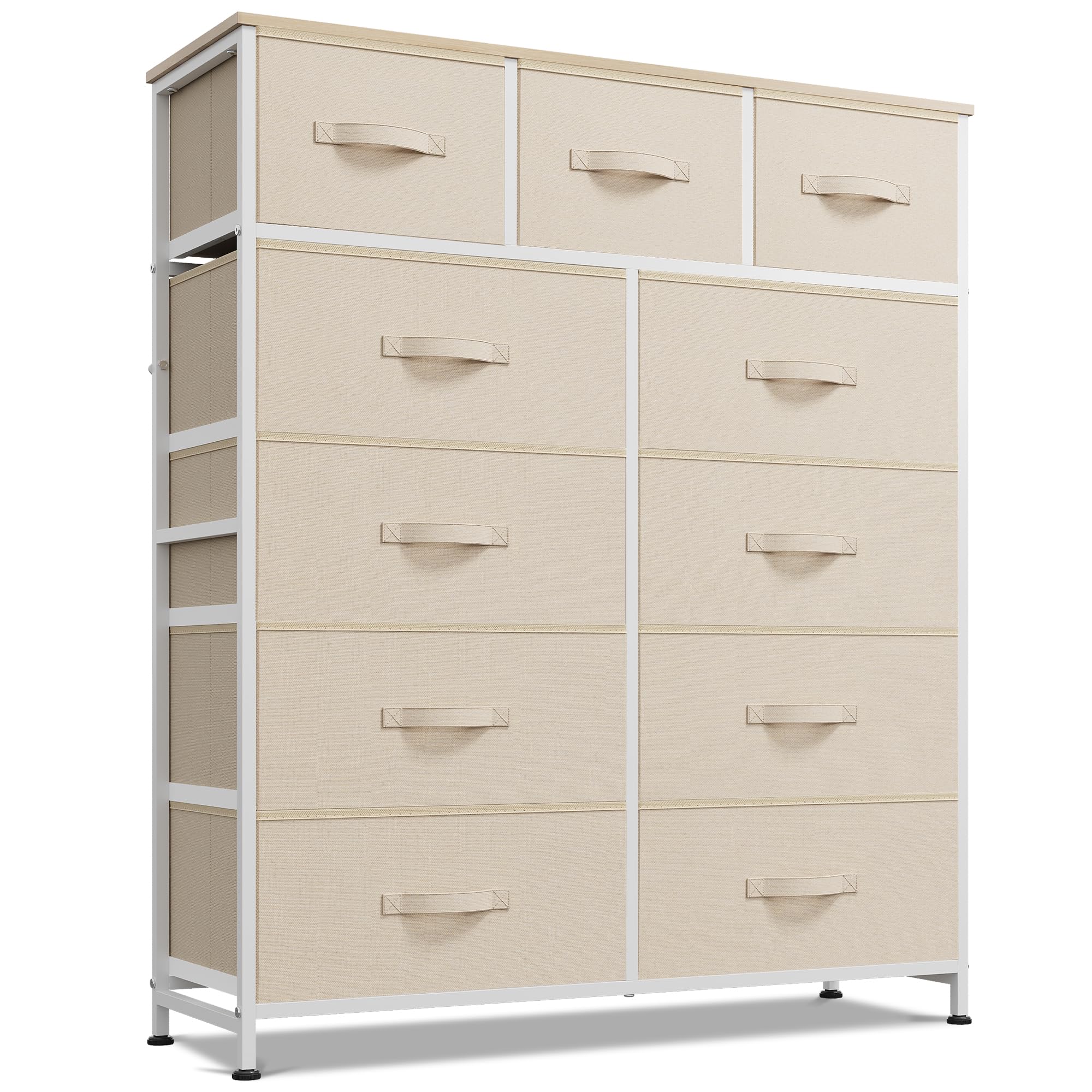 cream tall dresser WLIVE for Bedroom, 11 Drawer Chest of Drawers, White Wedding Collection Navy Polka Dot Dress 28 Wide 5 Drawer Size:2p