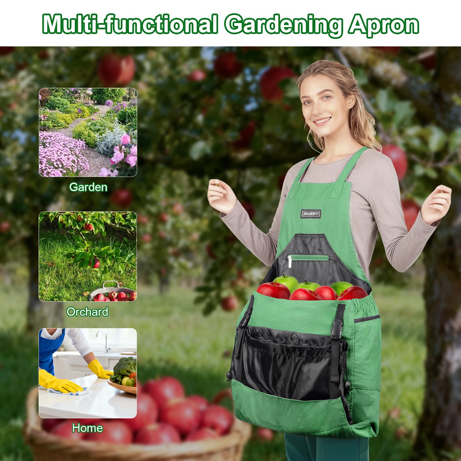 Gartenschürze, Ernte-Schürzen mit Taschen für Damen und Herren, Segeltuch, Gartengeschenke für Mutter, Papa