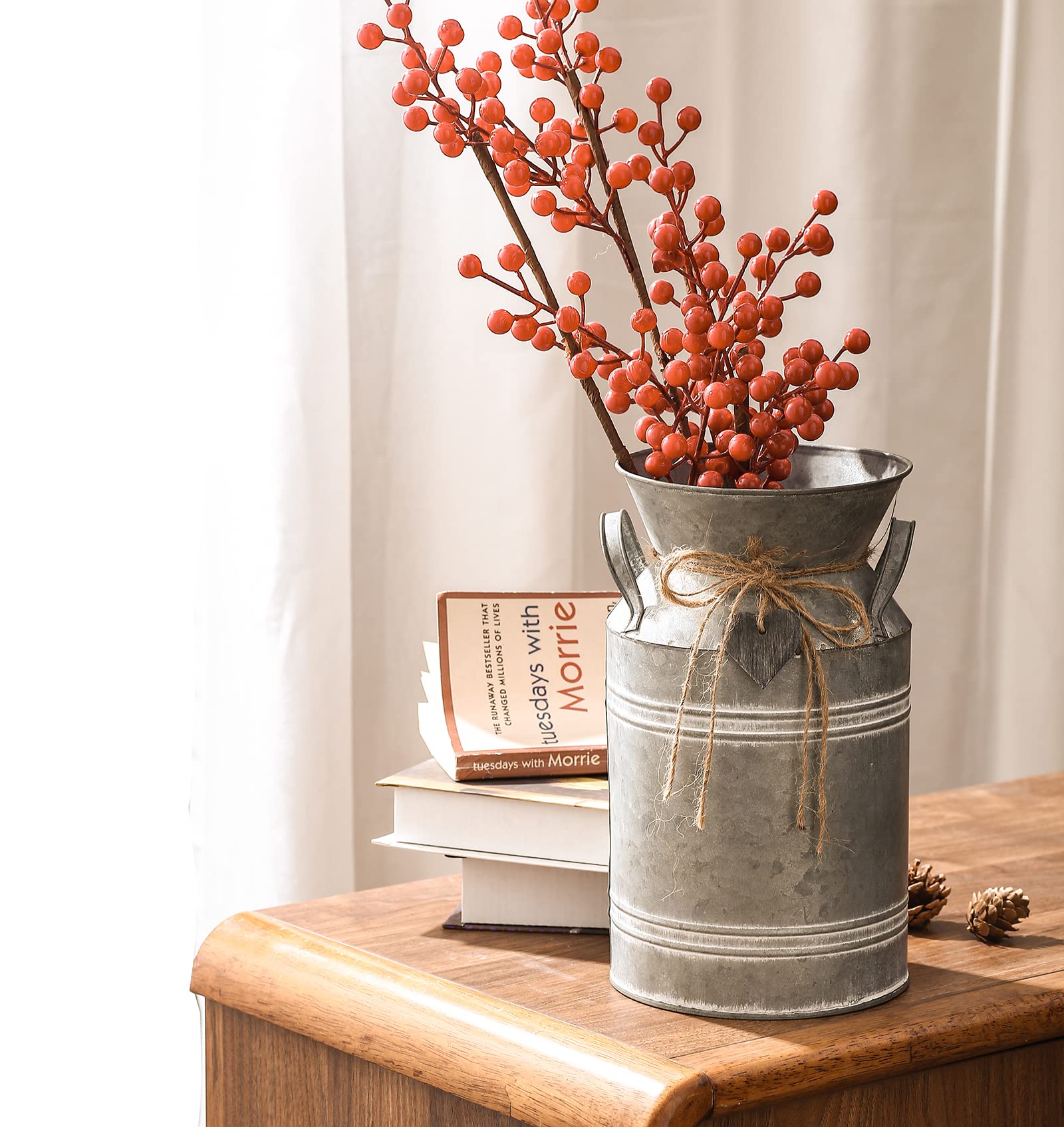 SOUJOY Vase Rustique Métal Blanc 20cm | Style Shabby Chic - Décoration Ferme Ou Vintage