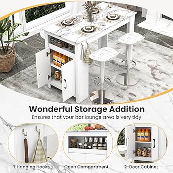 BAR COUNTER TABLE SMBT×NTF Giantex Bar Table, 47” Counter Height Dining Table with 7