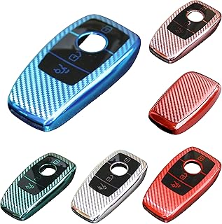 Carcasa protectora para llave de coche con aspecto de carbono brillante, de plástico, color rosa
