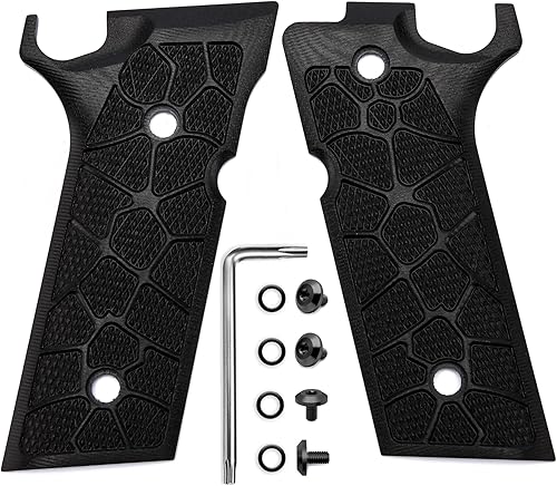Guuun Empuñaduras G10 súper Grippy para Beretta 92XI 92GTS tamaño completo, la textura de las escamas cibernéticas OPS hace que se pegue a tu mano