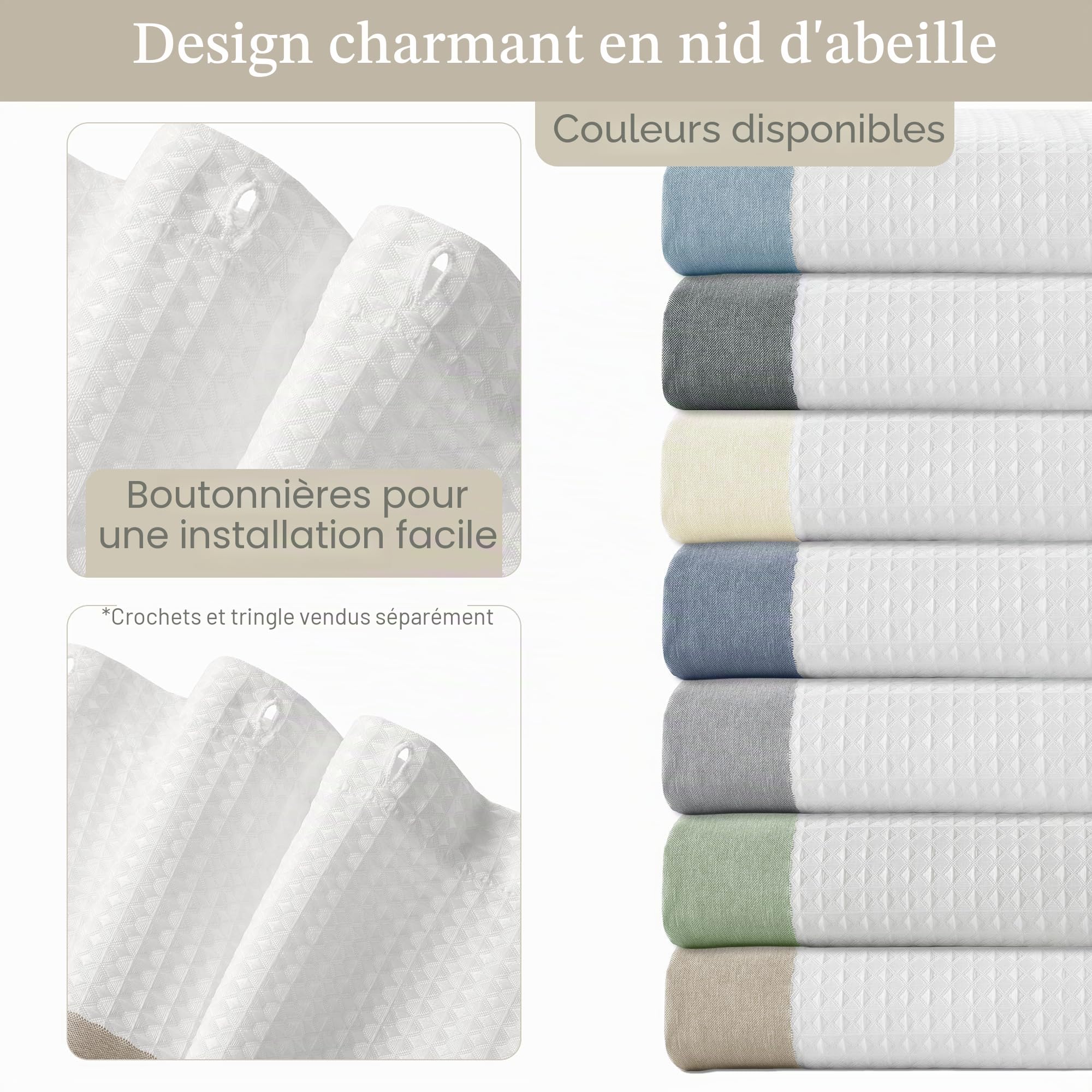 Madison Park Rideau de Douche à Tissage gaufré à Rayures pour Salle de Bain avec Gestion de l'humidité Scotchgard 3 M, qualité Spa, Moderne, Standard, 182,9 x 182,9 cm, Taupe