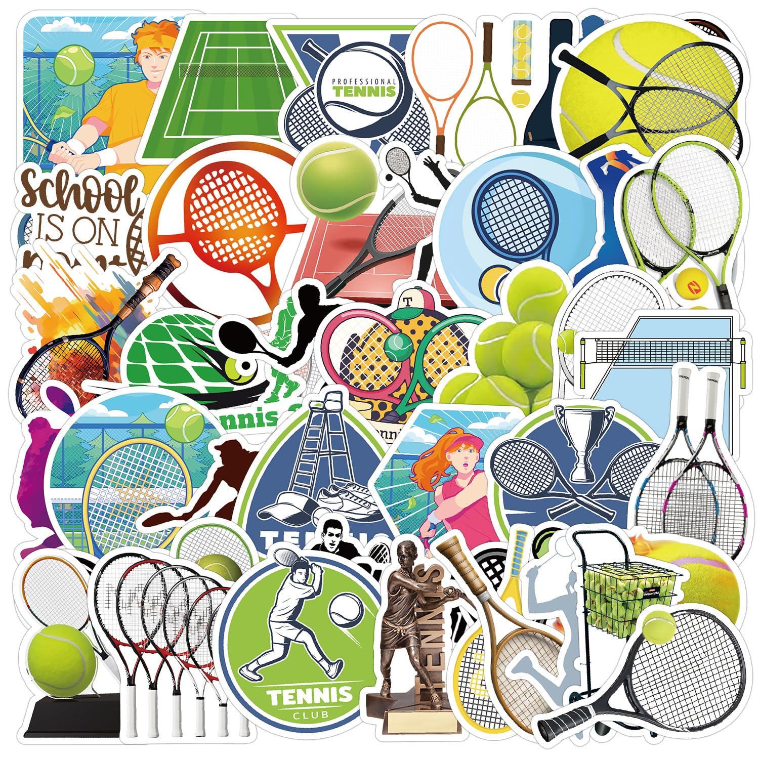Kaensc Tennis Stickers 50 Pcs For Water Bottle Scrapbook Dairy Skateboard Bike Diy Car Luggage Laptop Helmet Guitar Phone Refrigerator,Ball Games Waterproof Decals Gifts For Adults