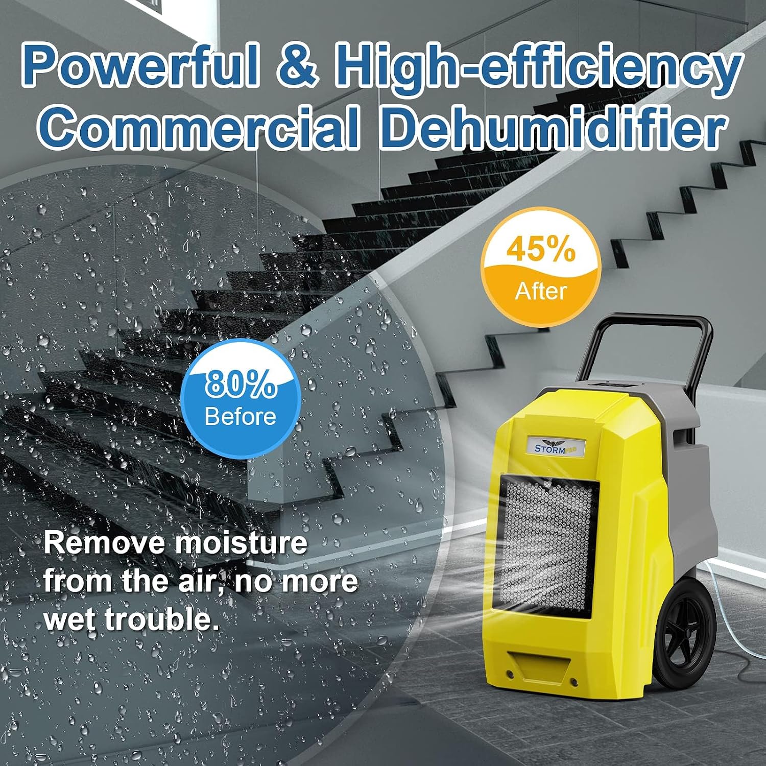 ALORAIR 180 Pints Commercial Dehumidifier with Pump Drain Hose, Smart Wi-Fi Dehumidifier for Large Basement, Industrial or Commercial Space, Smart Wi-Fi, 6 Years Limited Warranty