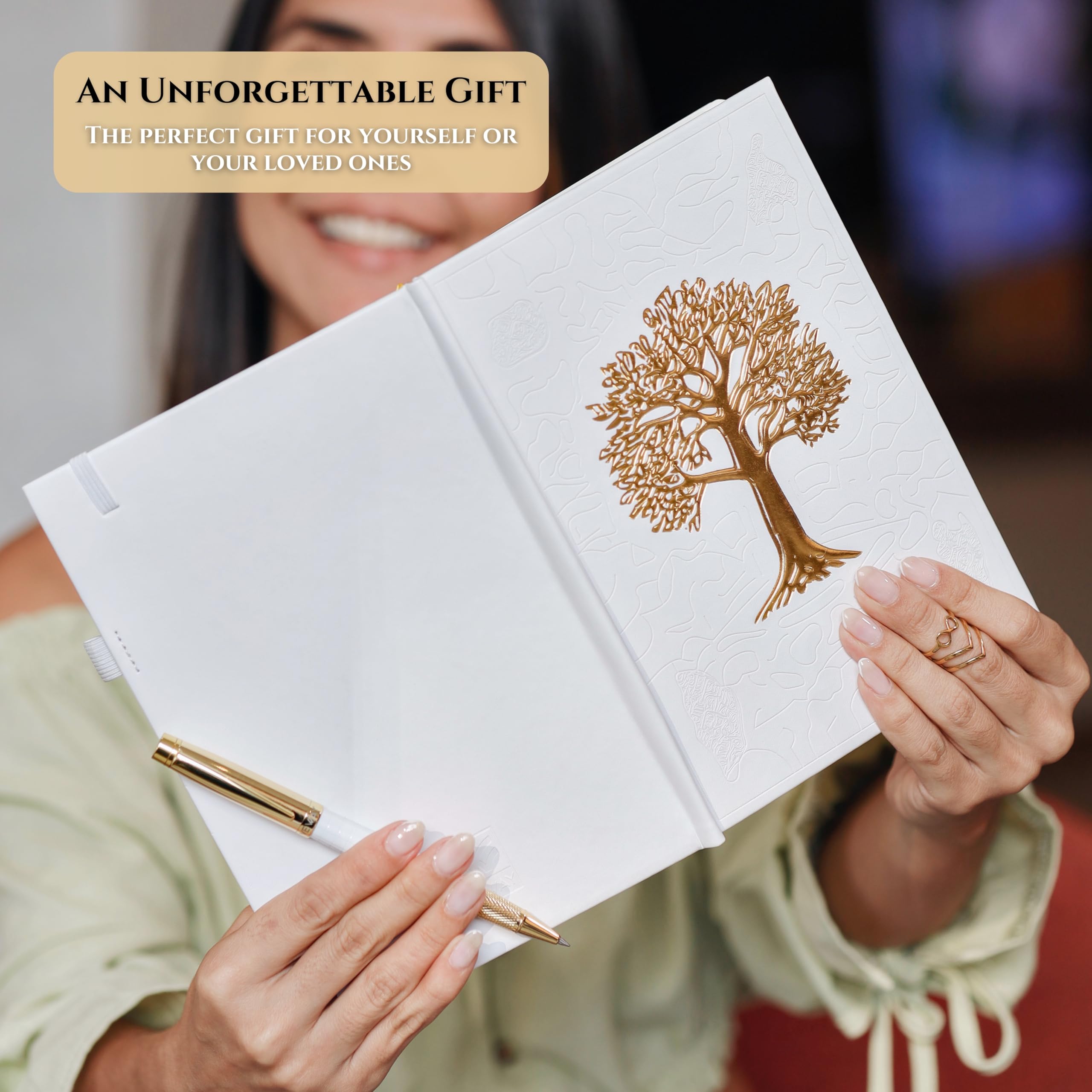 Veway Premium Tree of Life Journal and Pen Set for Women (Breathe) | 224-Page Hardcover Notebook, Elegant Gift Box & Refillable Gold Pen | A5 Aesthetic Writing Journal & Inspirational Gift - Image 4