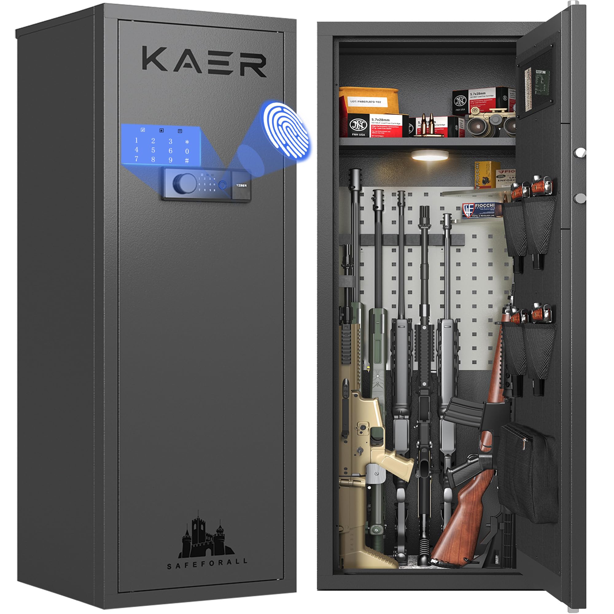 KAER 13-16 Biometric Gun Safe for Rifles and Pistols Fits Scoped RifleAR-15