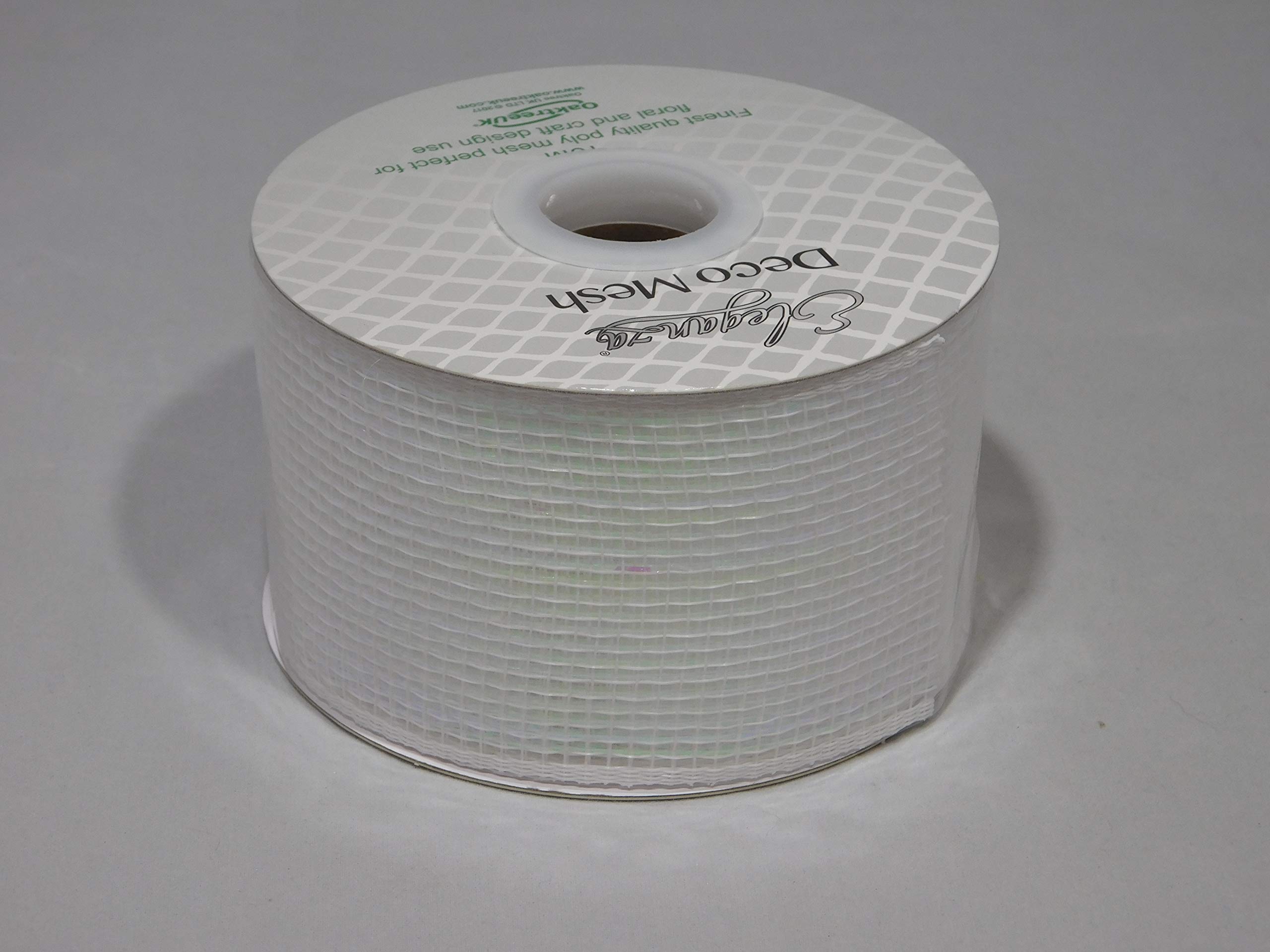 1 roll 63mm x 10 metres Metallic White Iridescent Deco Mesh Waterproof Netting Decomesh Ruffle Wreaths ELEGANZA