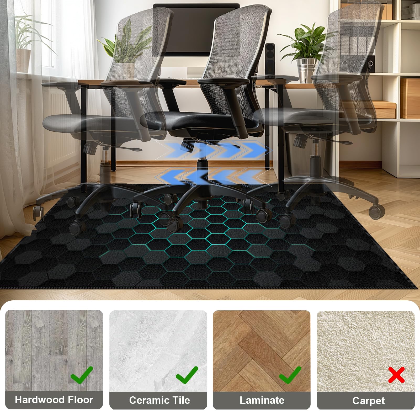 180 x 230 cm Tapis Gaming Sol, Tapis de Protection de Sol pour Sols Durs, Tapis de Chaise de Bureau pour Moquette, Tapis Chaise Gaming Antidérapant, Tapis de Protection de Sol Dur