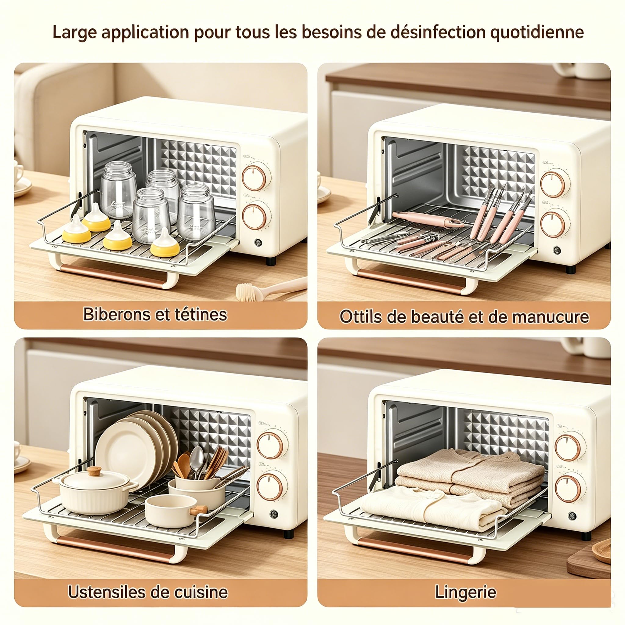 Stérilisateur UV avec séchage à air chaud, stérilisateur biberon de 10L,sterilisateur uv materiel esthetique pour biberons,vaisselle,accessoires de maquillage et outils pour les ongles
