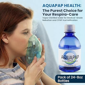 Aquapap Health Steam Inhalation Distilled Water 24 Pack of 8 oz Bottles Pure Distilled Water for Steam Inhalers Vaporizers Facial Steamers Ready to Use with Compatible Steam Devices Travel Size