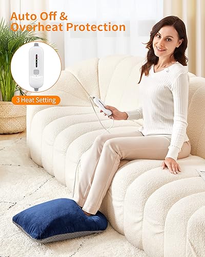 Miniatura 6 de Calentadores de pies eléctricos para mujeres y hombres  Botas de calentamiento rápido de pies con 3 ajustes de temperatura, suela lavable a máquina