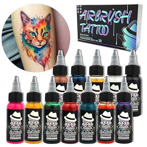 OPHIR 12x30MLbotella aerógrafo cuerpo arte tintas pigmento para aerografía tatuaje temporal aerógrafo cuerpo tatuaje colores