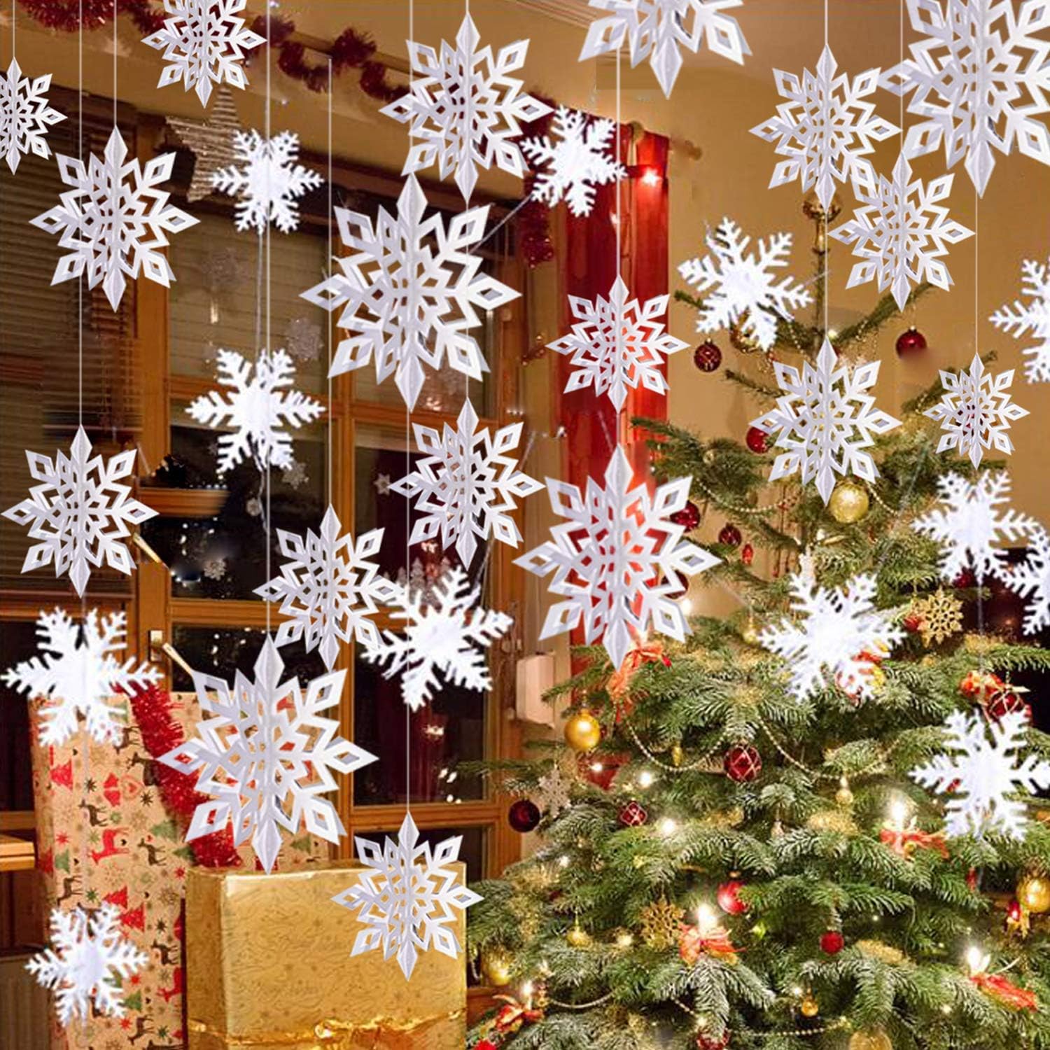 SunAurora Flocon de Neige de Noël, 12 PCS 3D Flocon de Neige Suspendus — free download