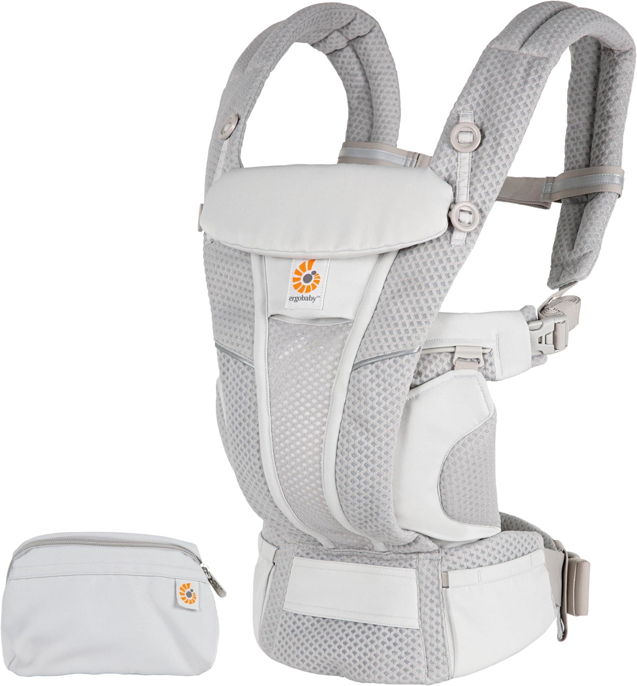Omni Breeze Baby Carrier for Newborns from Birth up to 20 kg, 4 Positions SoftFlex Mesh Ergonomic Baby Belly Carrier Back Carrier Baby Carrier (Pearl Grey)