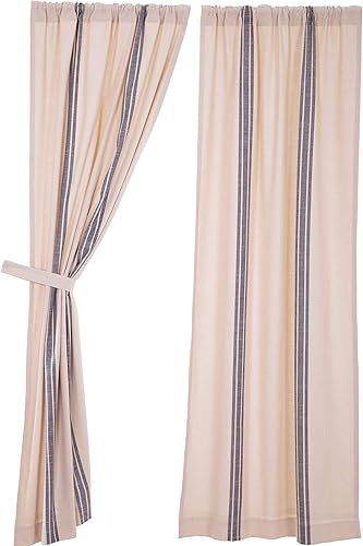 Miniatura 6 de Piper Classics Market Place - Paneles de cortina de grano azul a rayas de 84 pulgadas