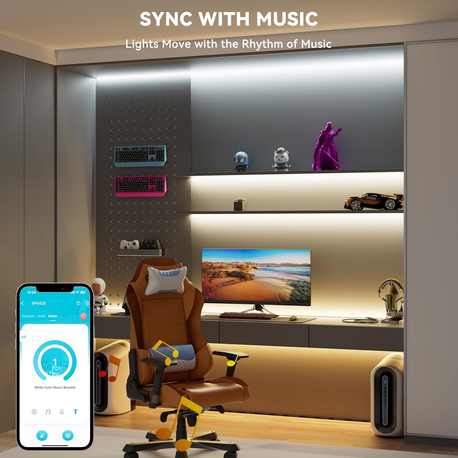 PAUTIX COB LED Strip Lights 2700K-6500K CCT Tunable White 24ft UL-Listed Dotless LED Lights Super Bright Dimmable 24V LED Tape Light with APP/RF Remote Control,Under Cabinets Bedroom Kitchen Lighting - Image 8