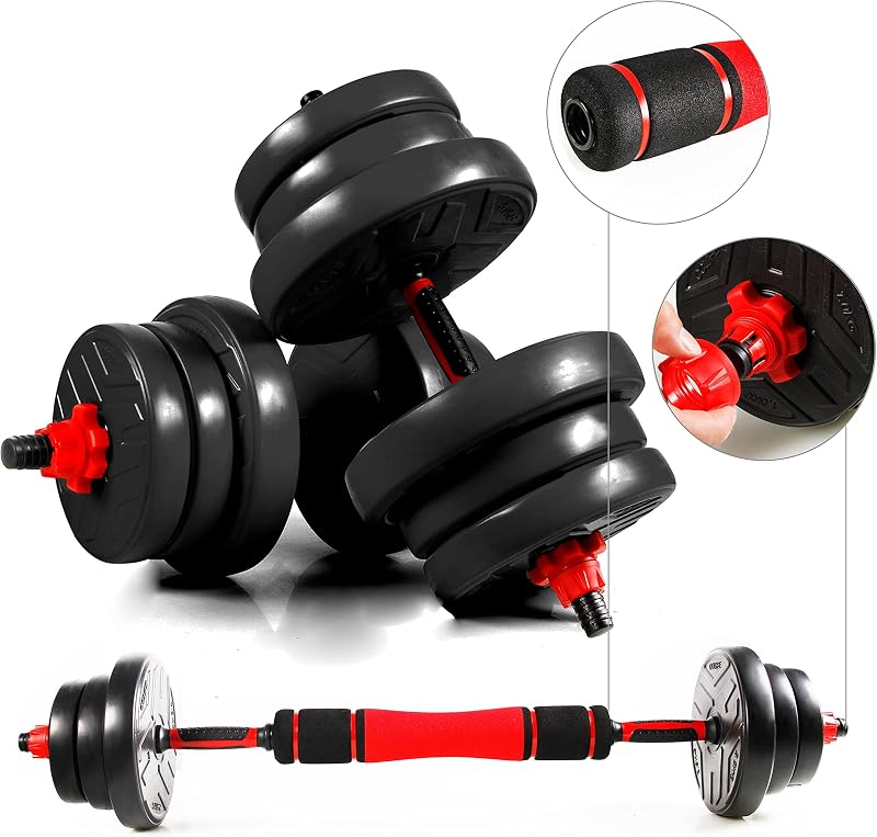 CCLIFE Állítható Súlyzó Szett 2 db Kézi Súlyzó 20kg Összekötő Rúddal Fekete Vas Fém Edzőeszköz Otthoni Edzéshez