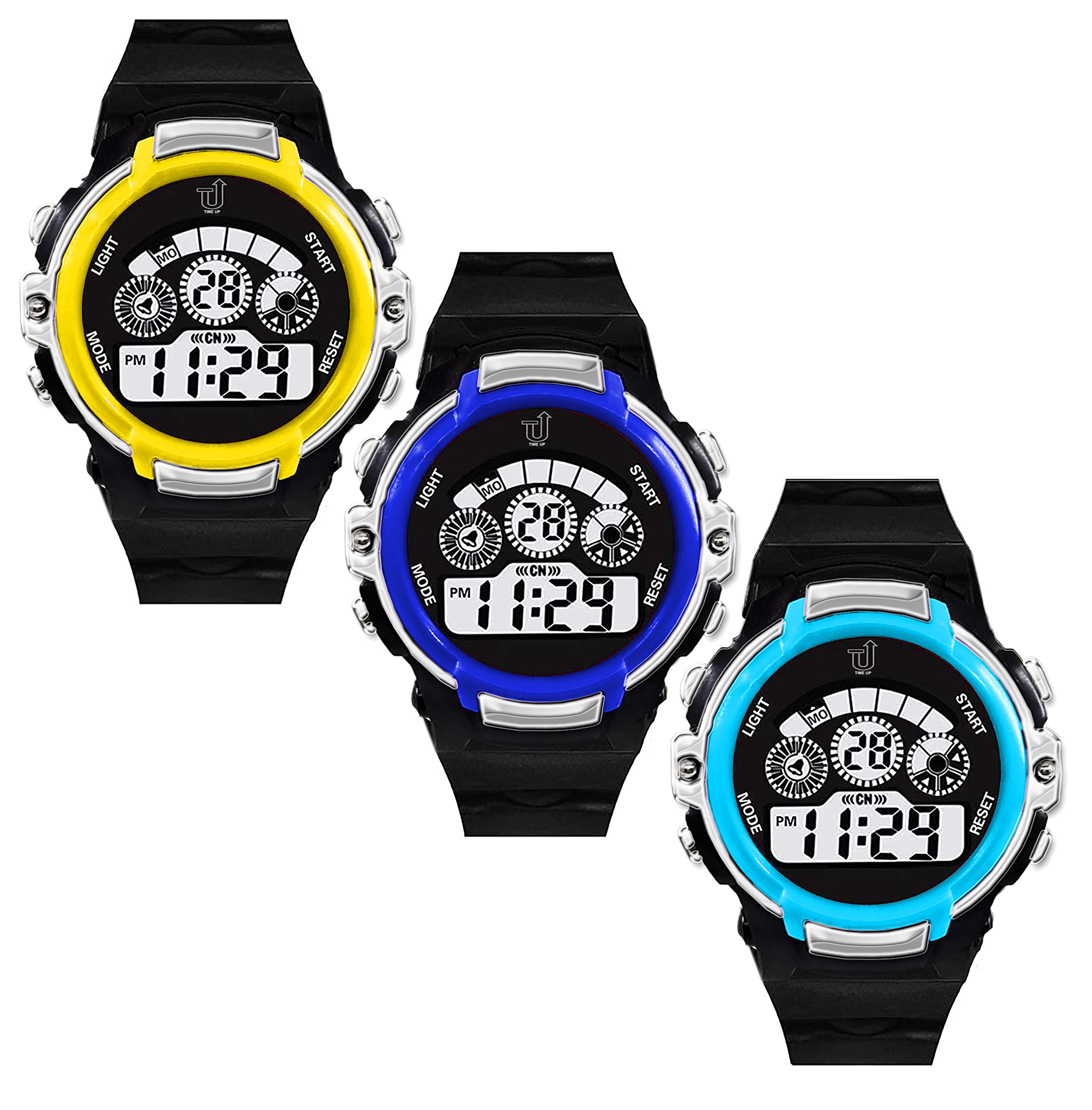 Time Up Digital Dial Water-Proof Backlight Big Dial 3 Watches Combo for Kids (6-13 Years)-TYS-RING3-N (Navy-Yellow-Sky Blue) (B09BZKFW1M) Amazon Price History, Amazon Price Tracker