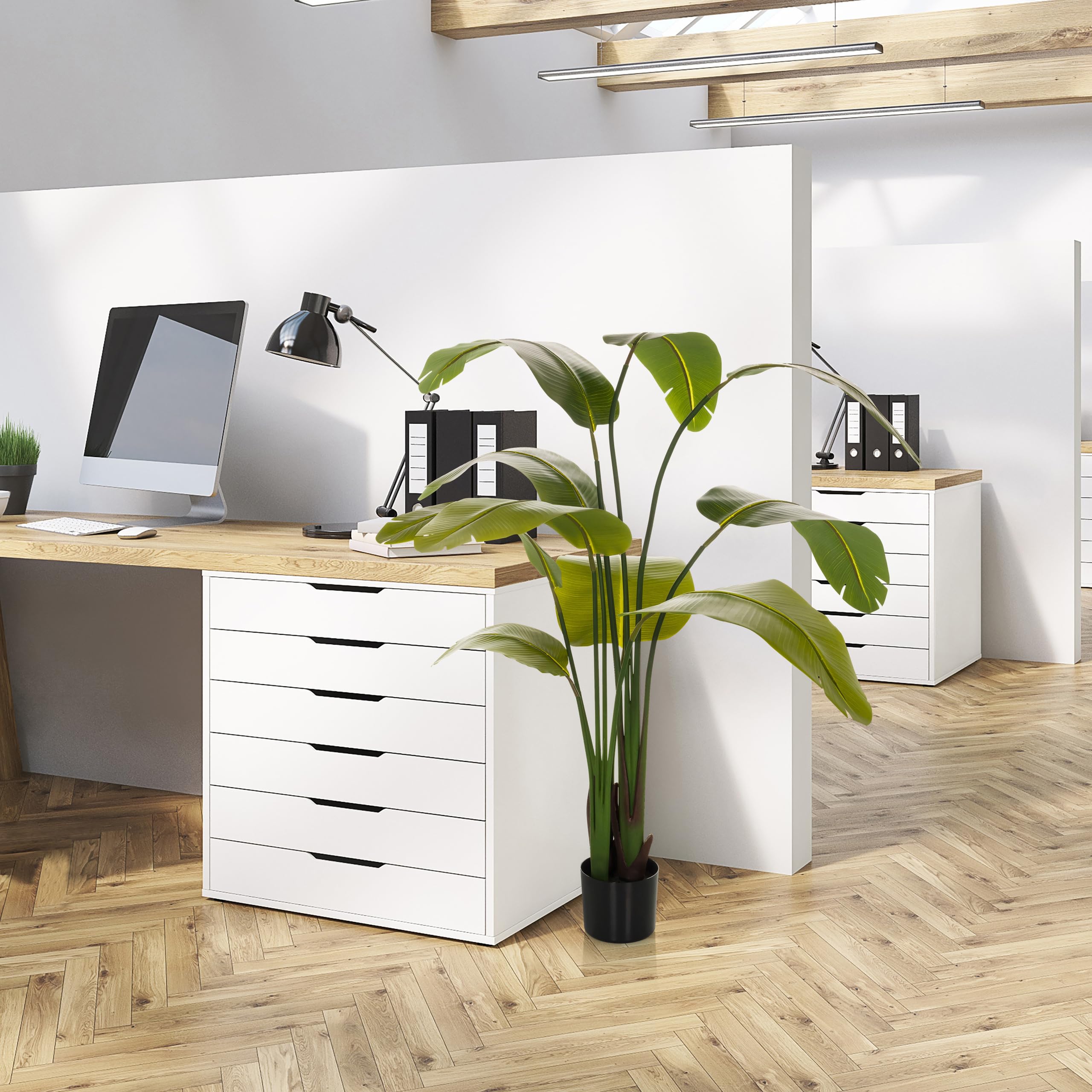 hjh OFFICE Planta Artificial Banane Planta Artificial Decorativa 170 cm, Easy-Care platanero, árbol Artificial Verde 871051