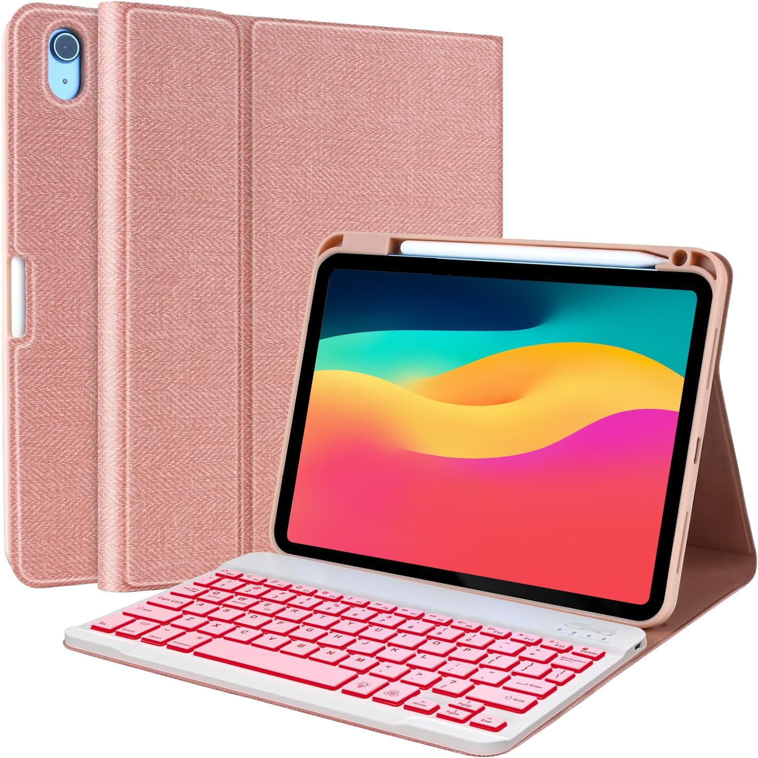 Magnetic IPad 10th Generation 2022 Keyboard Case With Touchpad Cute Color Keyboard Vertical Stand Movable Clear Back Case Detachable Keyboard - View #9