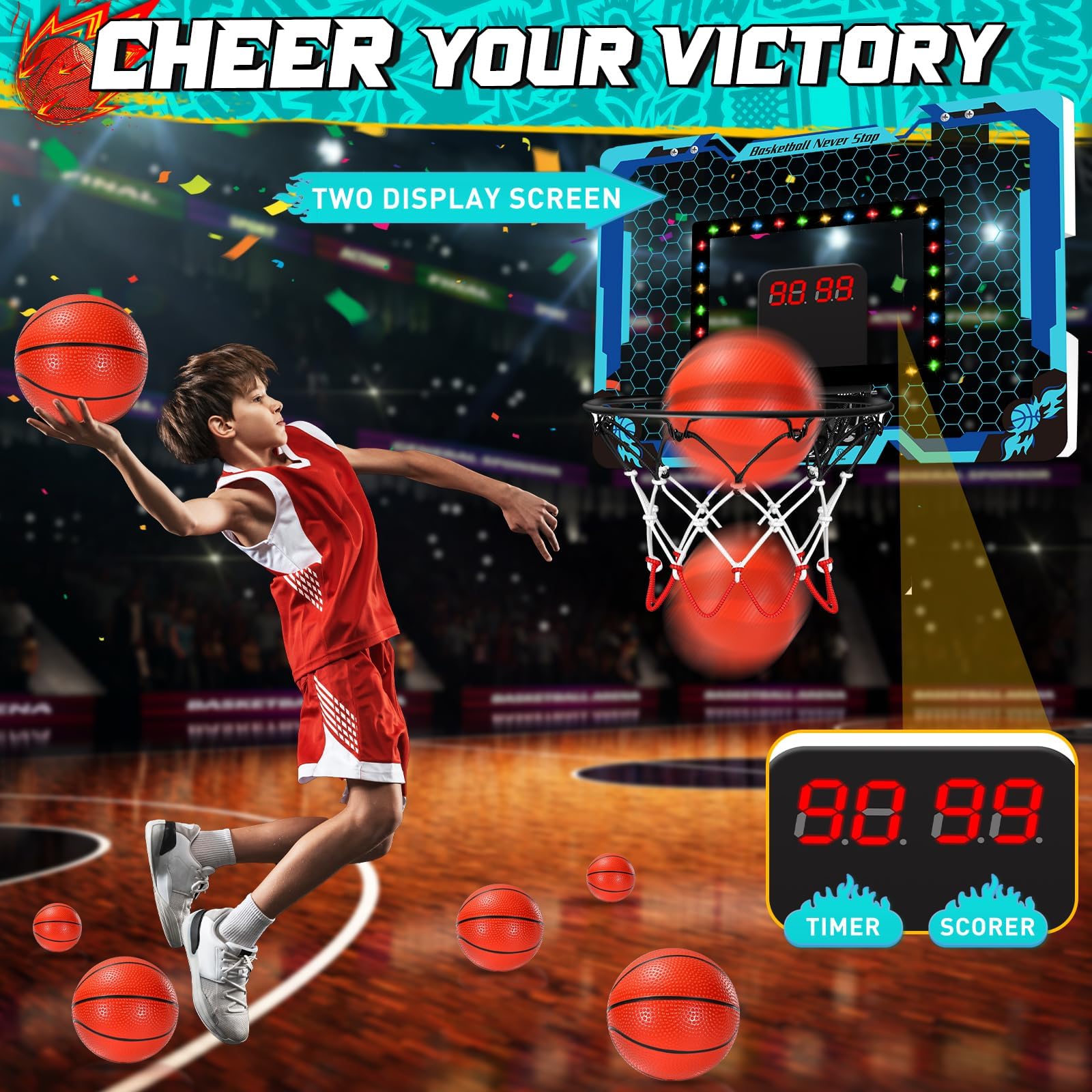 Amazon | バスケットボールフープ 屋内 電子スコアボード
