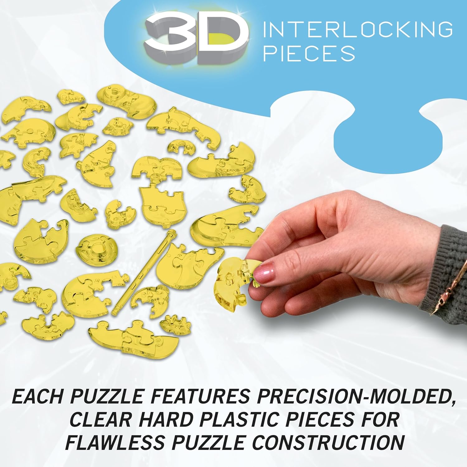 BePuzzled Yellow Rock'n Duck Standard Original 3D Crystal Puzzle, Perfect for Puzzlers Ages 12 and Up, Challenging to Complete and Beautiful to Display, Collect Them All
