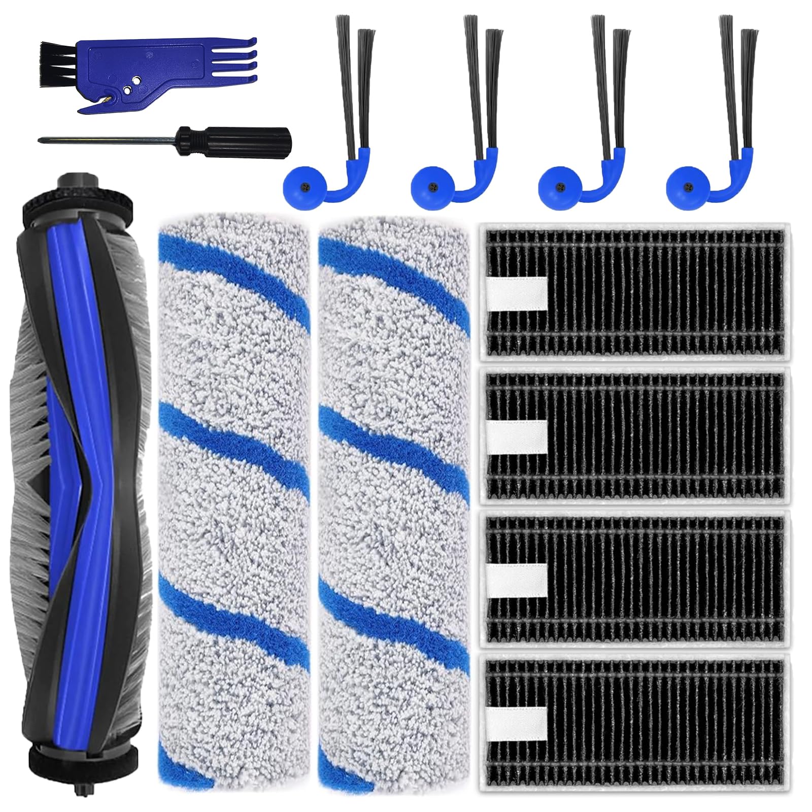 X11 Zubehör für ECOVACS DEEBOT X11 OmniCyclone/X11 Pro Omni /X9 Pro Omni Saugroboter, Ersatzteile: 1 Hauptbürste, 2 Wischwalzen, 4 Seitenbürsten, 4 HEPA-Filter, 2 Reinigungsaufsätze