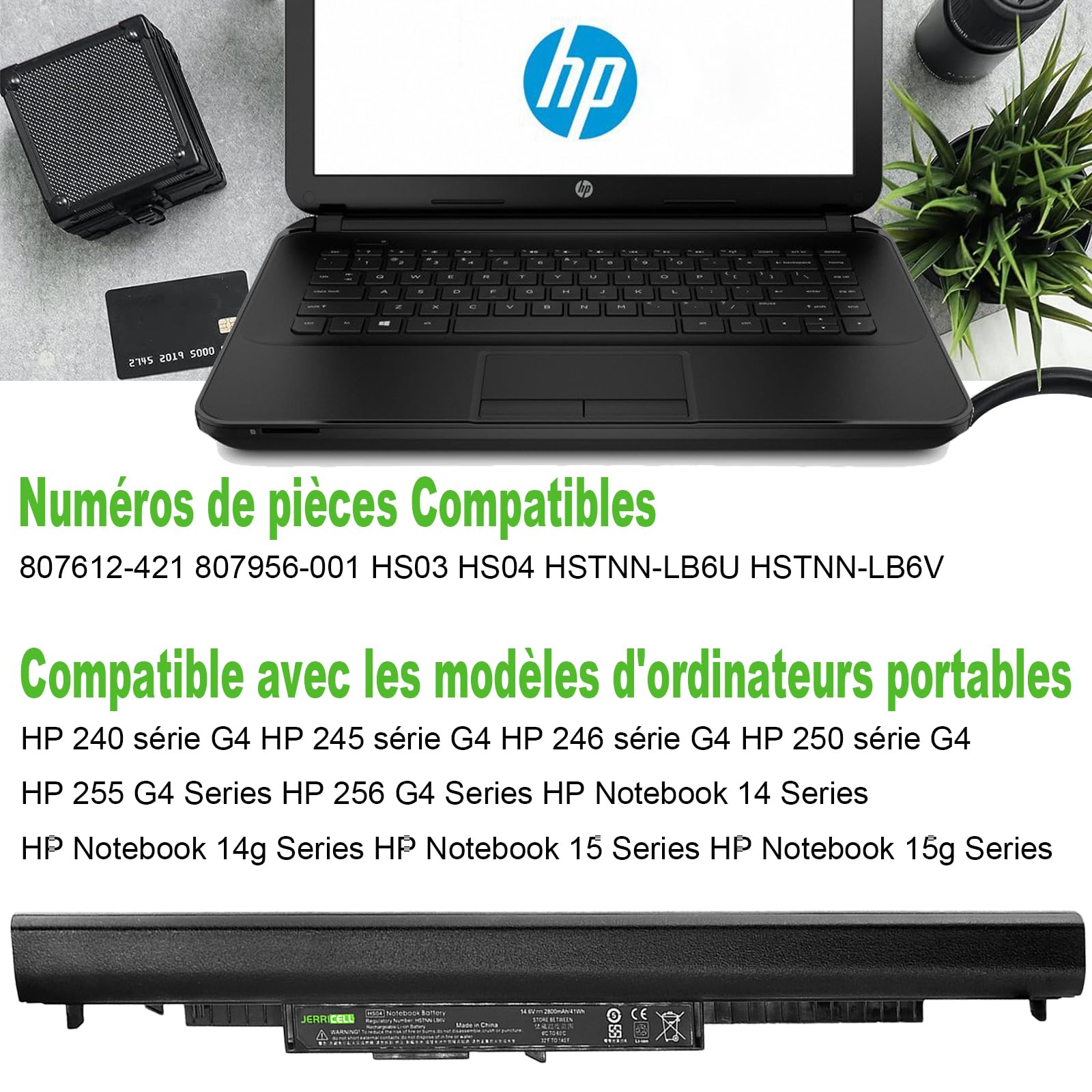 2800mAh Battery HS04 HS03 807957-001 807956-001 Batterie d'ordinateur portable pour HP Pavilion 240 G4 G5 245 246 250 255 G4 G5 340 348 G3 HSTNN-LB6V 807612-421 807611-421 TPN-C125 HSO3 HSO4