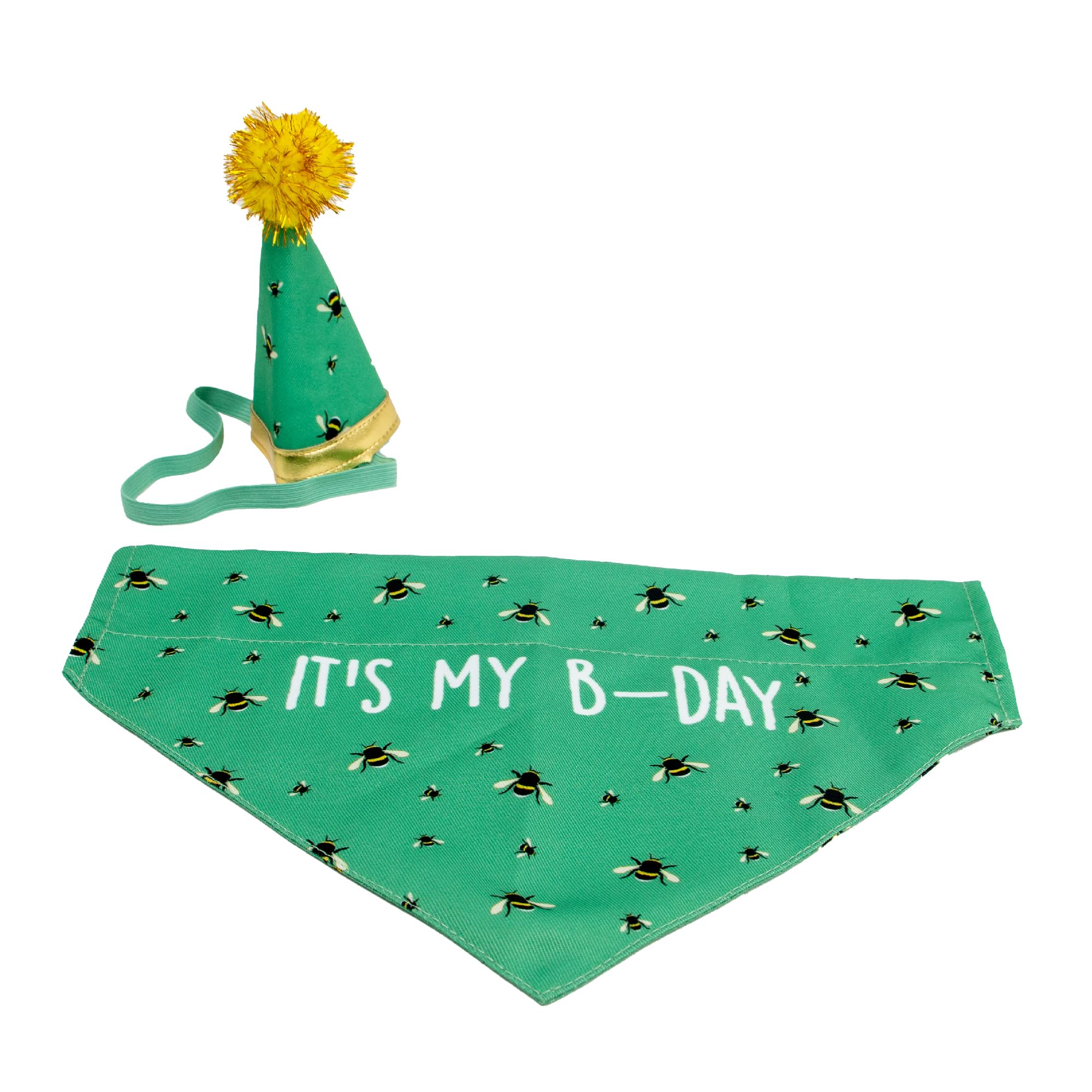 Ancol Pawty Time B-Day Birthday Hat and Bandana Set Bee Pattern