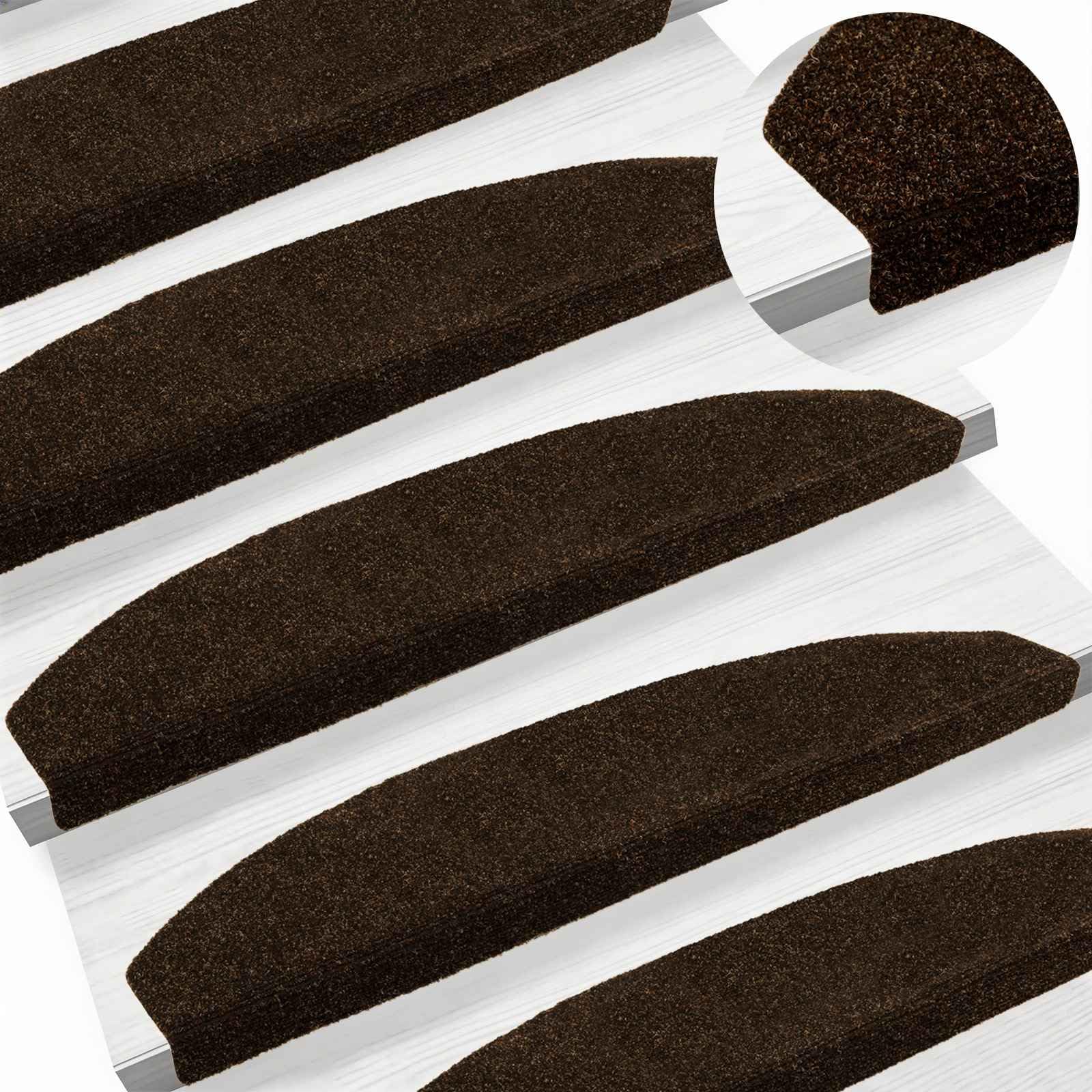 Lot de 15 tapis d'escalier autocollants, 80 x 24,5 cm, marron