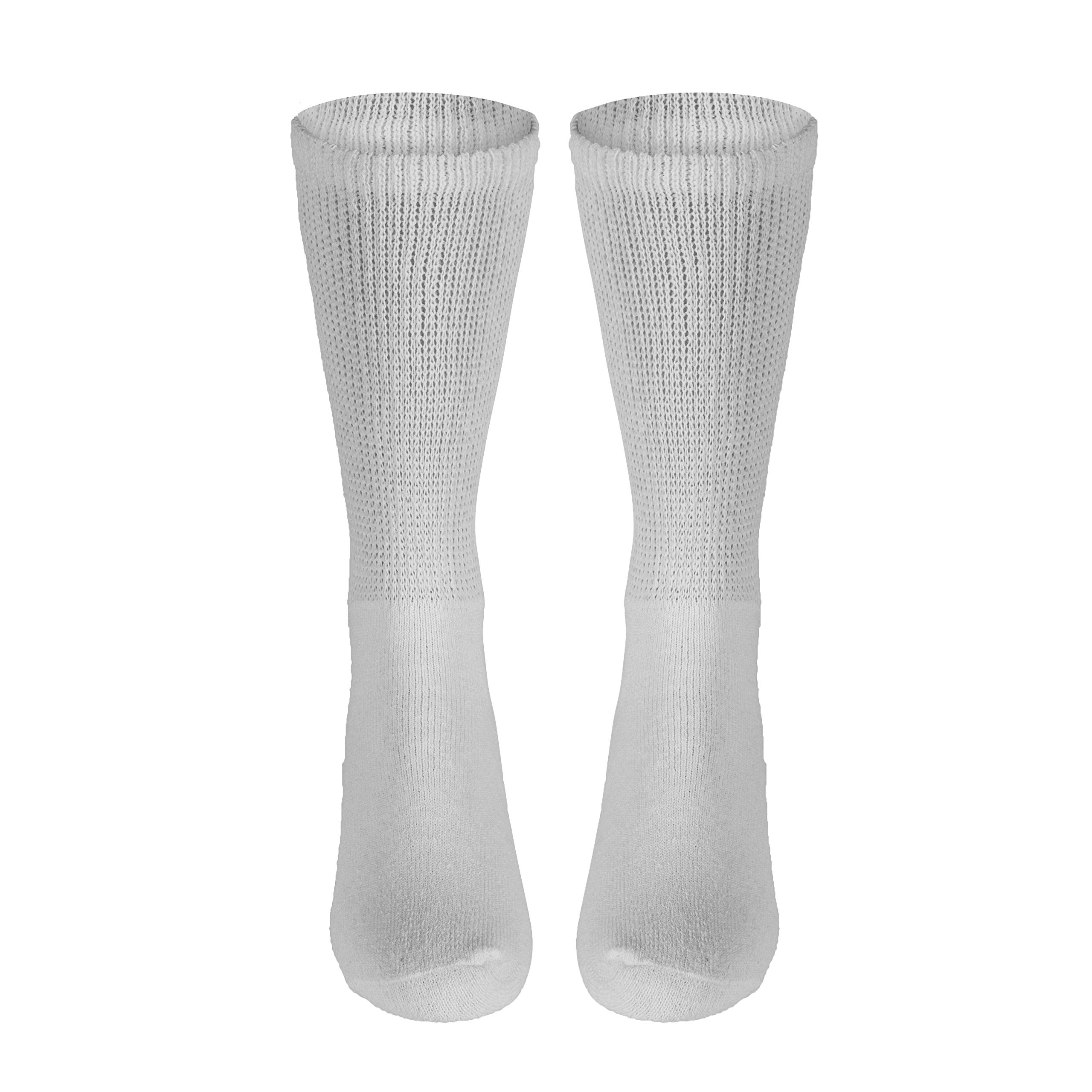 Truform Diabetic Socks for Men and Women, Medical Style Crew Length, Mid Calf Height, 3 Pairs, White, X-Large