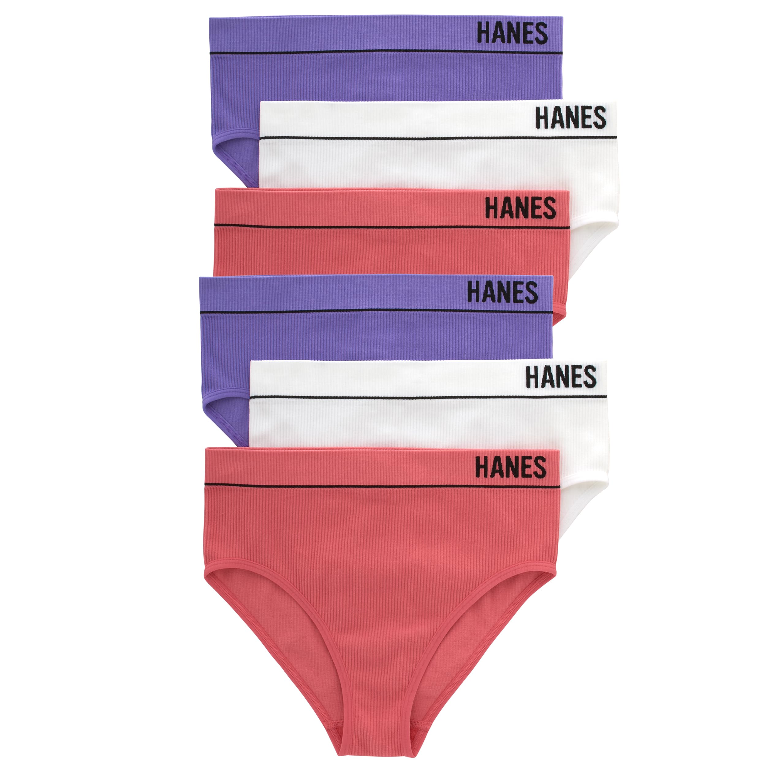Hanes Womens Originals Hi-leg Bikini Underwear Seamless Rib Bikini Assorted Colors 6-pack