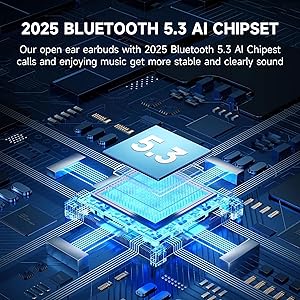 Open Ear Earbuds Wireless Bluetooth 5.3 Earphones, Flexible Clip On Ear buds with 36H Playtime LED Display Bone Conduction Headphones, IPX7 Waterproof Light Weight Fit for Every Ear, Sport, Workout