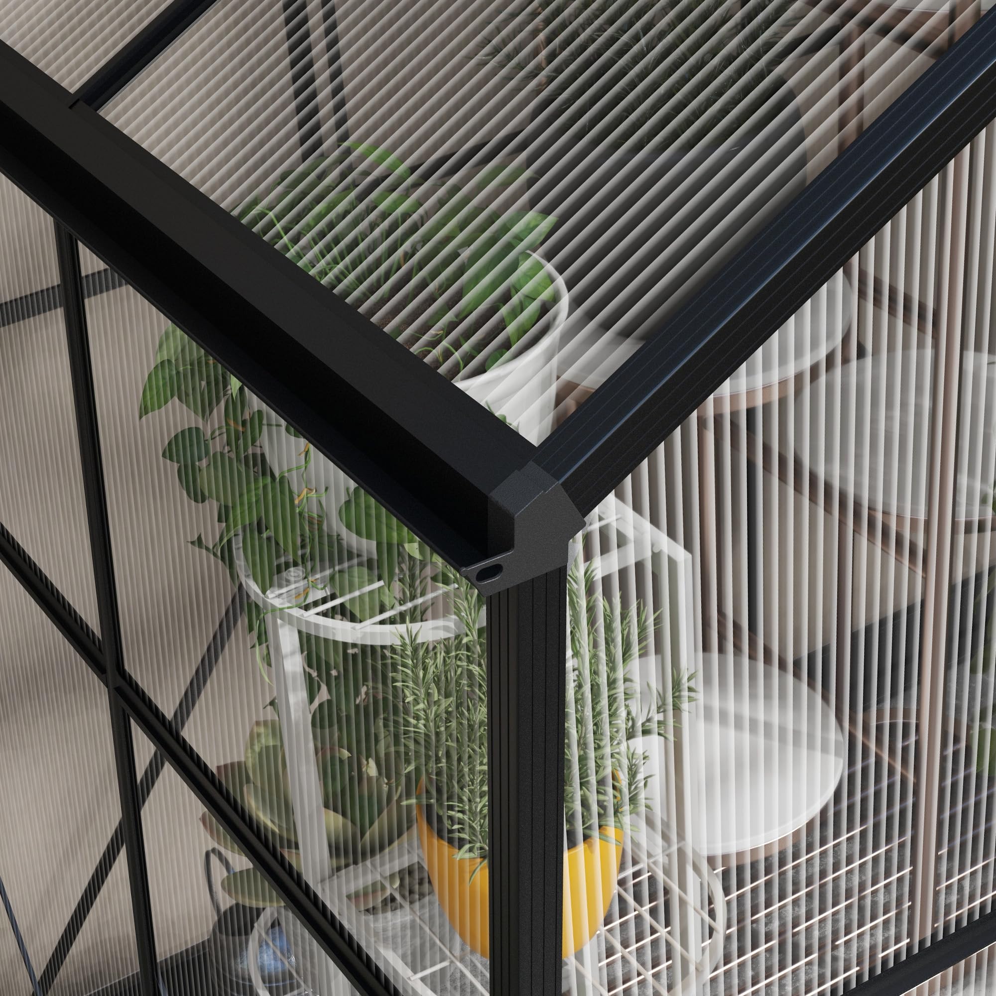Outsunny Szklarnia aluminiowa, 131 x 192 x 203 cm, szklarnia na pomidory, 2,51 m², z drzwiami przesuwnymi, oknem, fundamentem, do hodowli roślin na balkon, do ogrodu, czarna