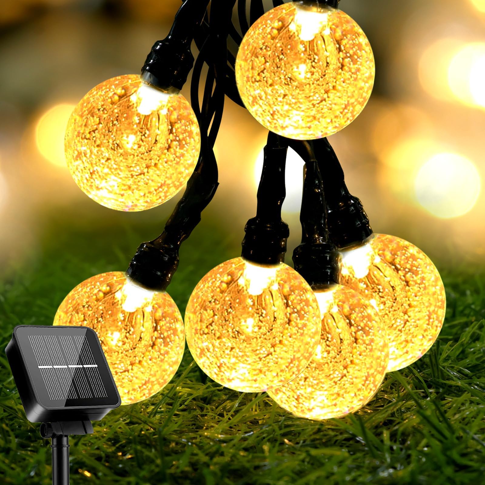 Vivibel LED Solar Lichterkette mit LED Kugel 6.5M 30 LEDs 8 Modi IP65 Wasserdicht Lichterkette