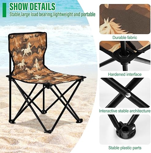 Miniatura 5 de Al aire libre plegable lindo caballo marrón camping sillas para adultos silla de camping portátil silla de césped ligero 202a3012