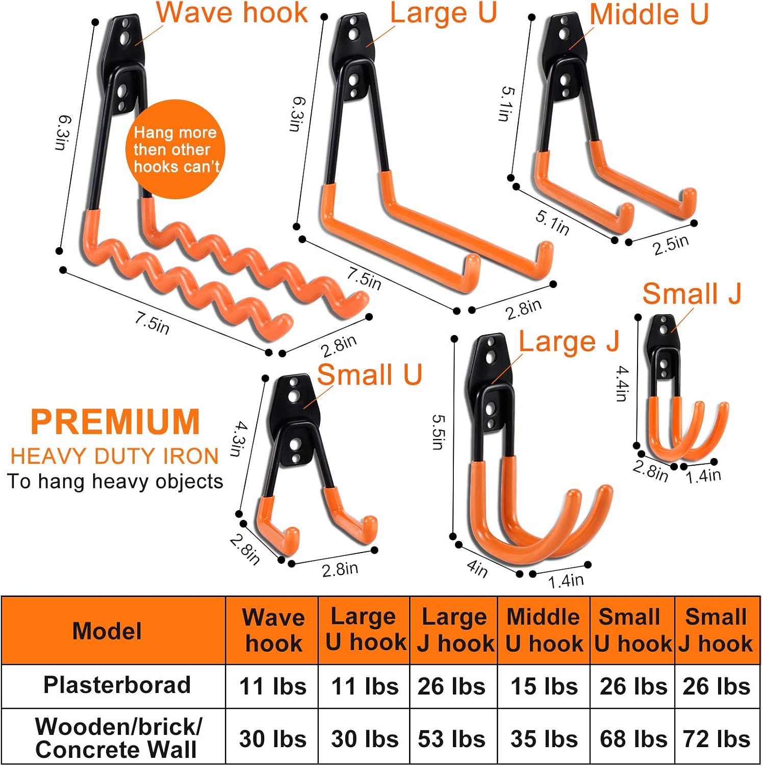 AOBEN Garage Hooks 18 Pack,Heavy Duty Garage Storage Utility Hooks,Heavy Duty Wall Mount Steel Hook for Organizer Power Tools,Garden,Bicycles,Ladders(Orange)