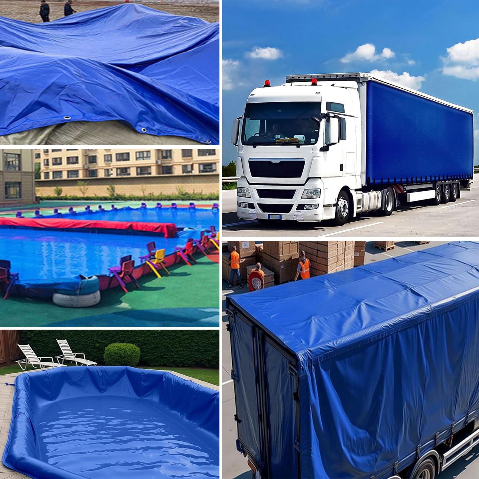 Bâche de Remorque 150 x 210 cm Imperméable et Indéchirable avec Œillets Bâche en Plastique pour Bois, Jardin, Toiture, Piscine, Bleu