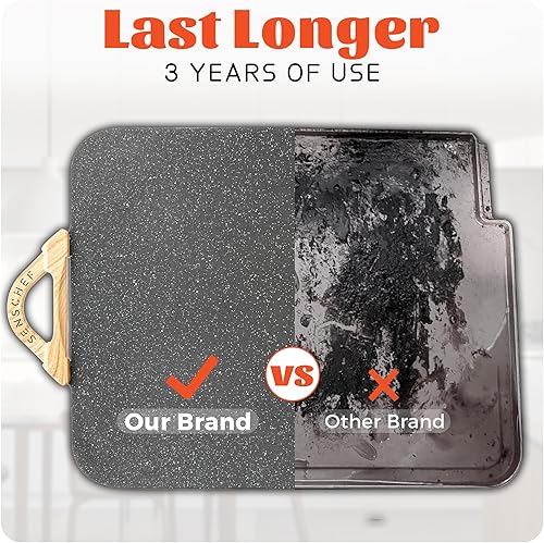 Miniatura 7 de BBQ Masters - Plancha eléctrica de 12 x 20 pulgadas, calentamiento rápido y uniforme de 1700 W, antiadherente de granito ILAG, superficie de cocción