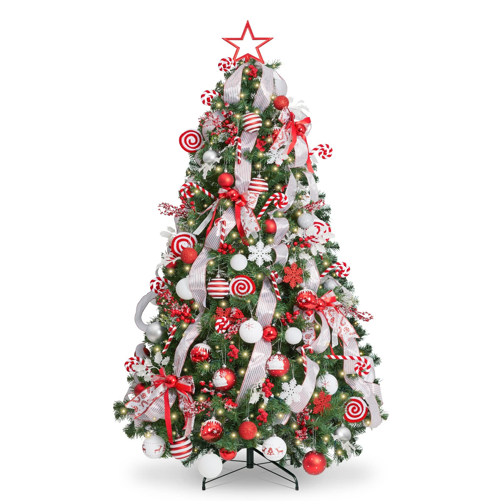 WBHome 5FT Decorated Artificial Christmas Tree with Ornaments and