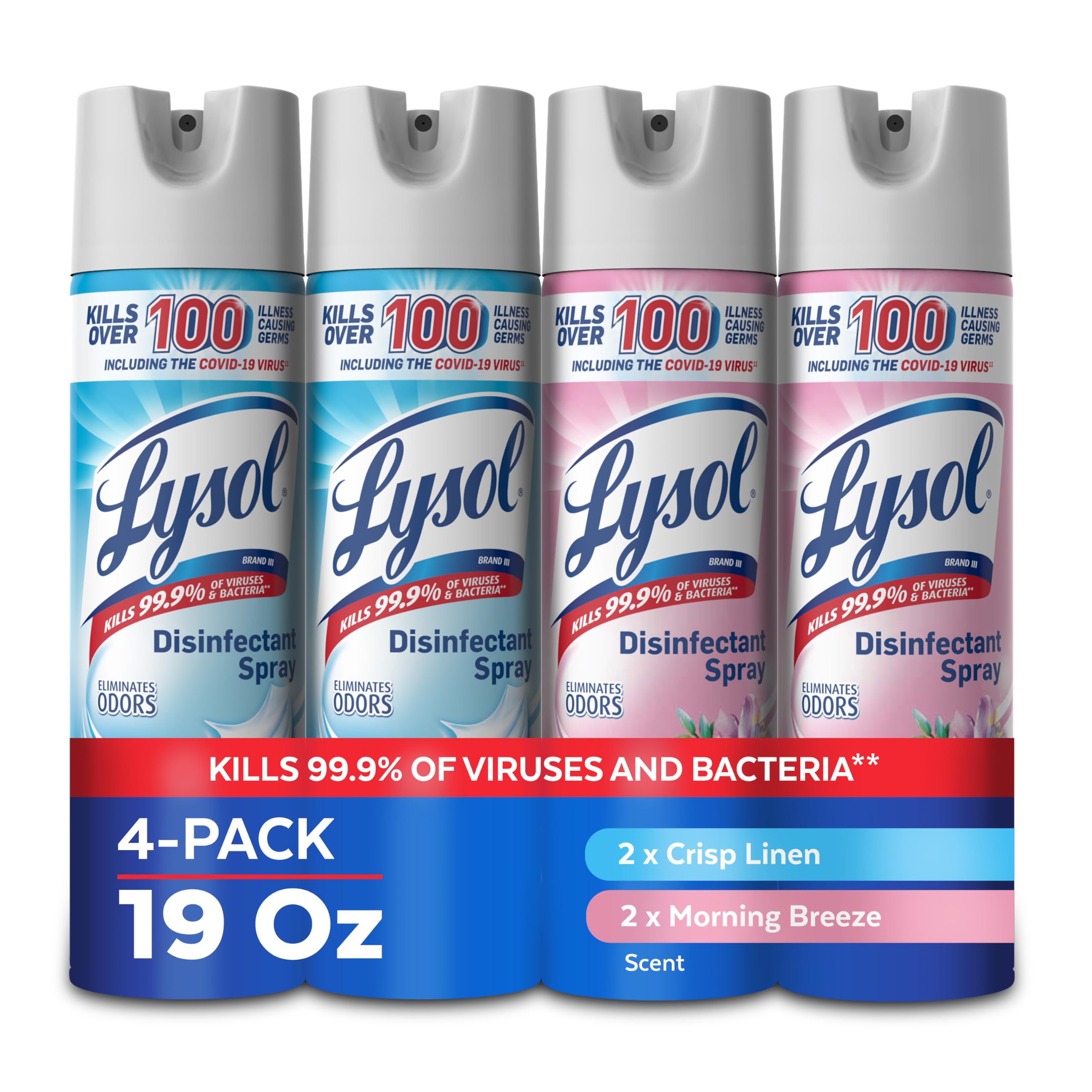 Lysol Crisp Linen + Early Morning Breeze Disinfectant Spray Bundle