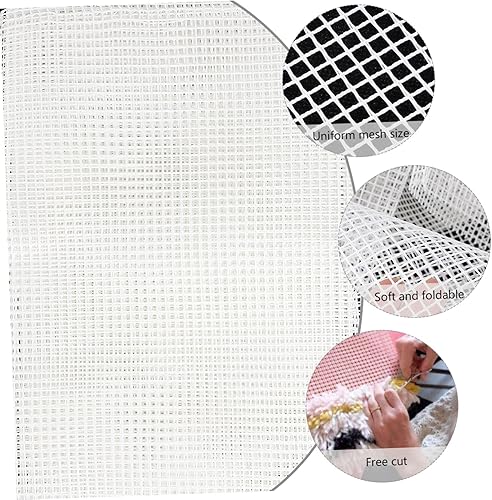 Miniatura 8 de Ciieeo Ganchos de plástico de tela de malla tejida para colgar tapiz tejido, manta, kit de tejido de alfombra en blanco, alfombra de malla de